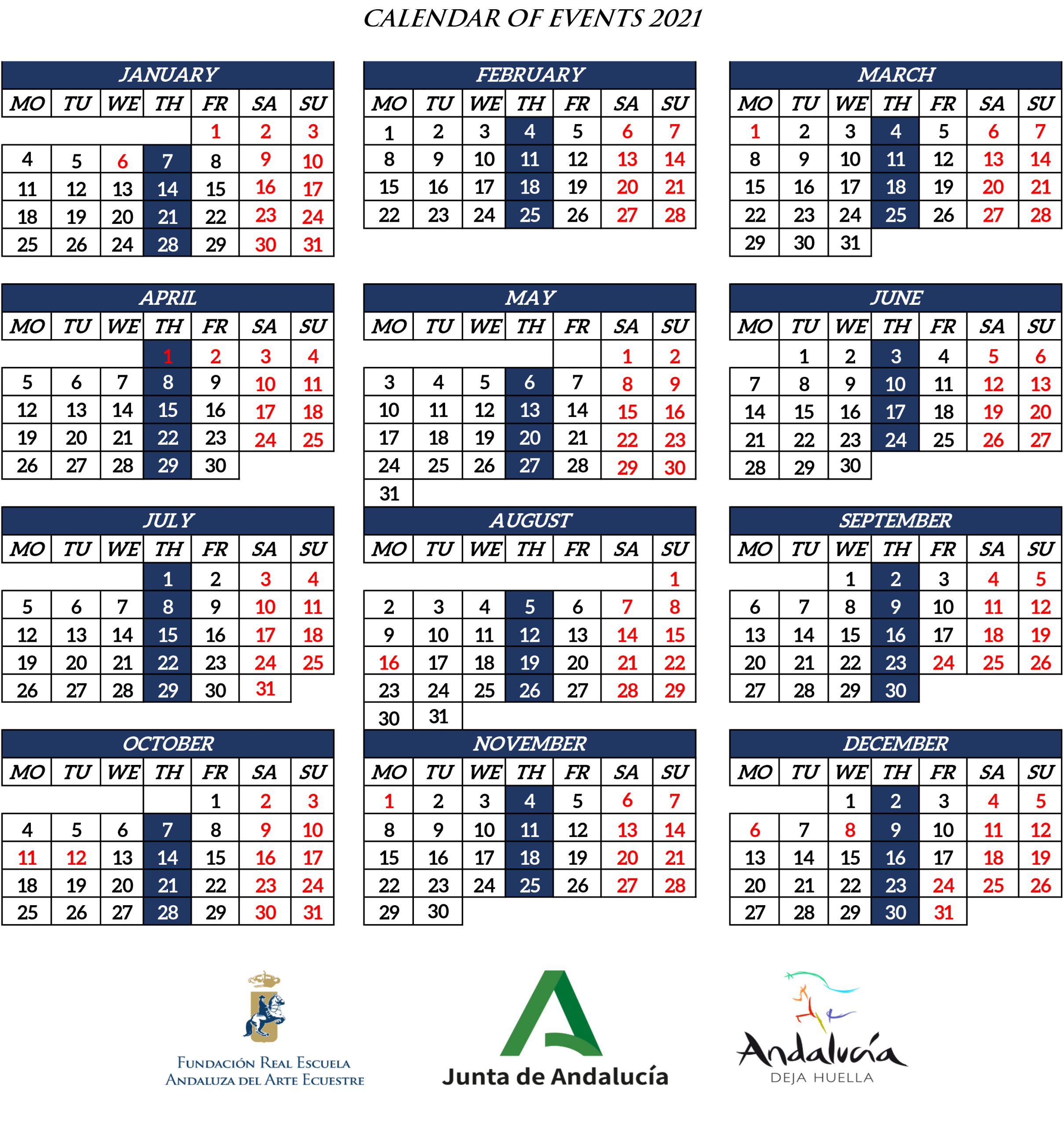 Calendar of events 2021