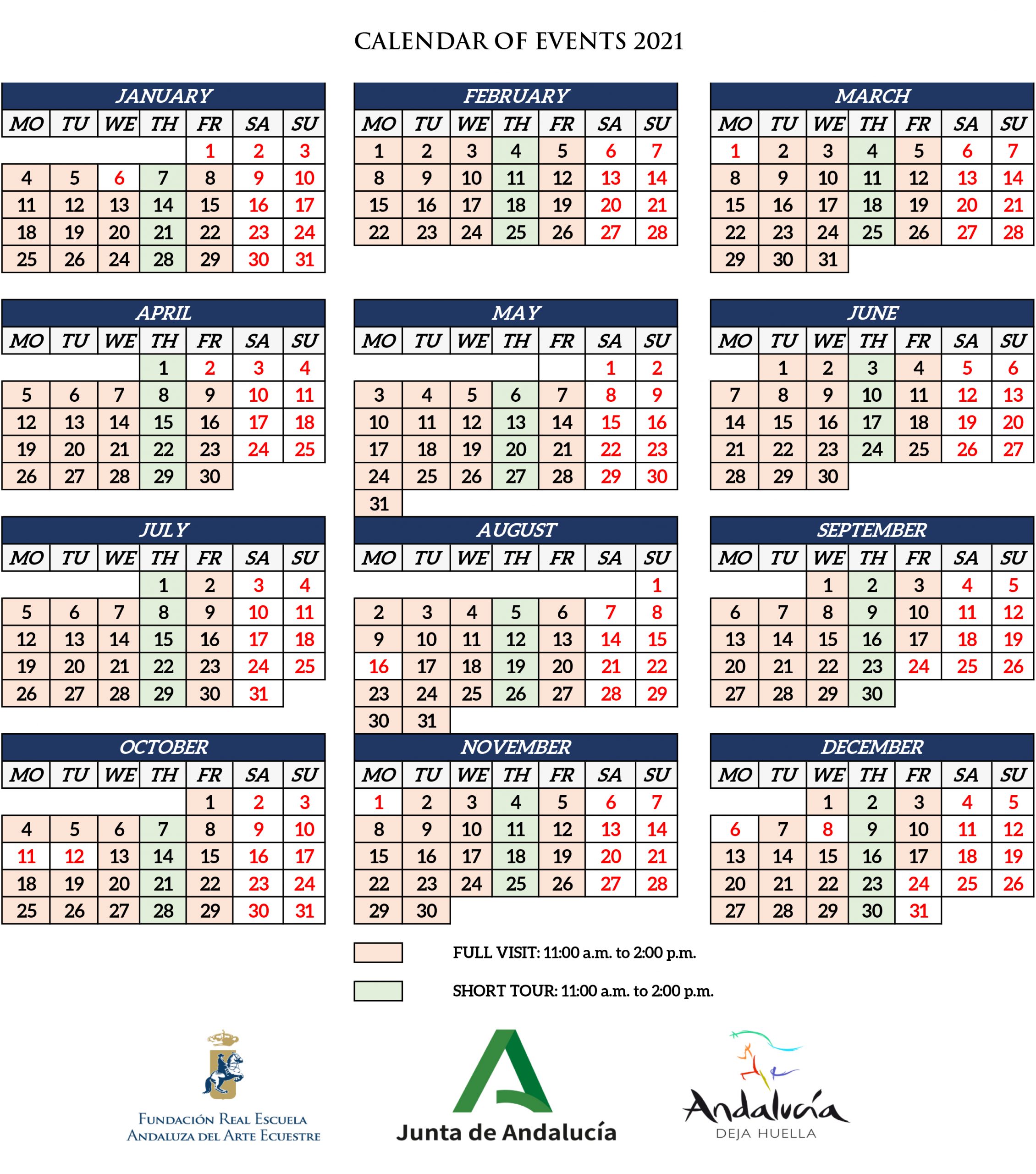 Calendar of visits 2021